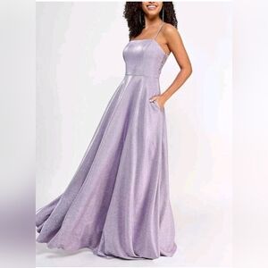 City StudiosJuniors Sleeveless Glitter Lace-Back Evening Dress 1/2 NEW